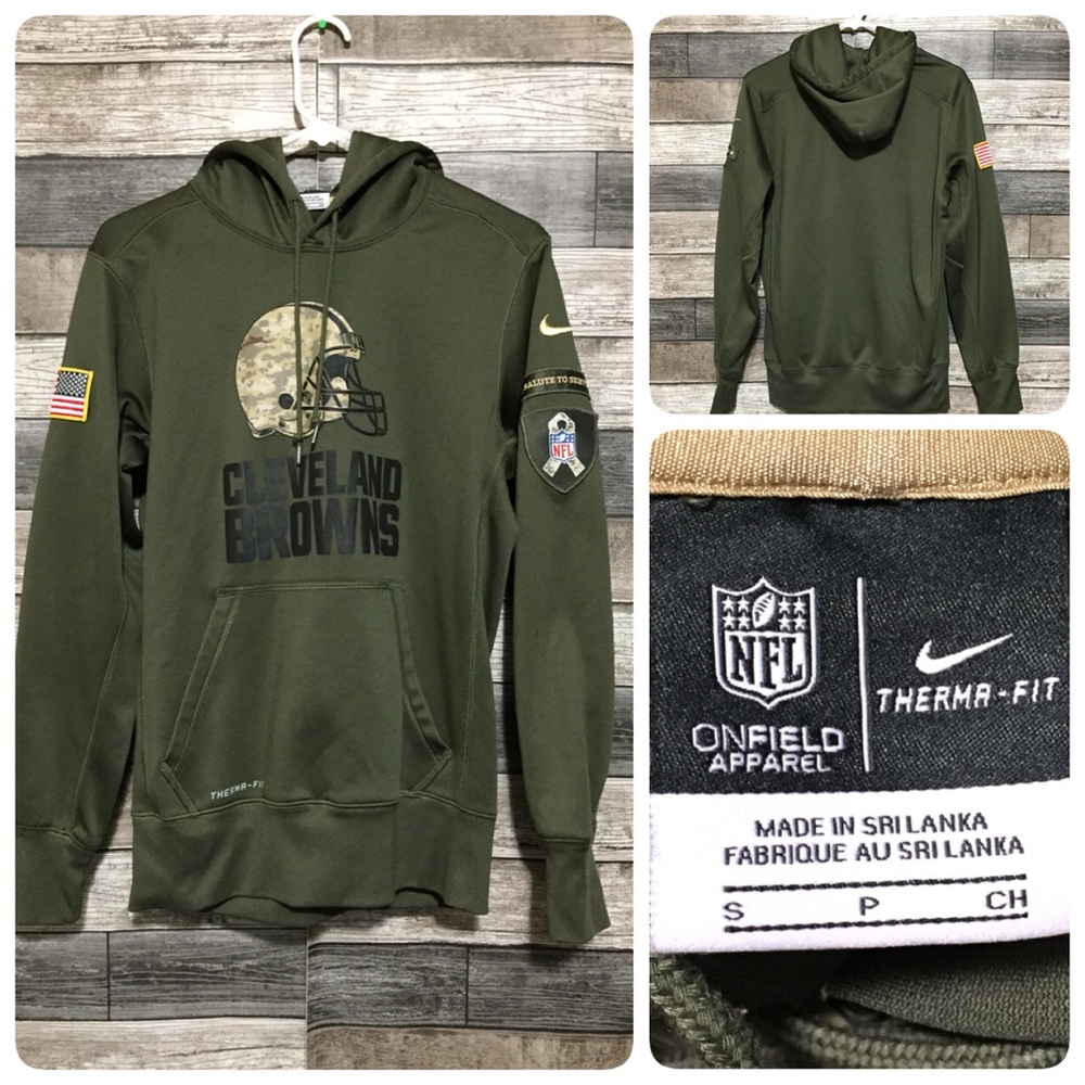 Nike On Field Cleveland Browns Salute To Service Hoodie Men’s S Green Pullover